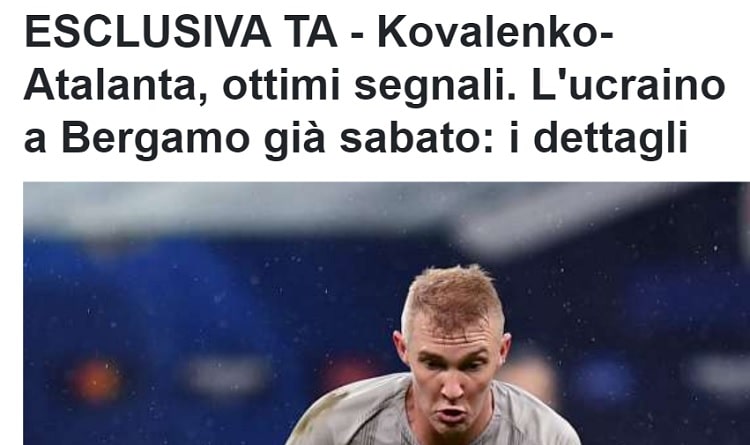 Tuttoatalanta.com: «Завтра Виктор Коваленко должен прибыть в Италию для перехода в Аталанту». Есть сомнения...